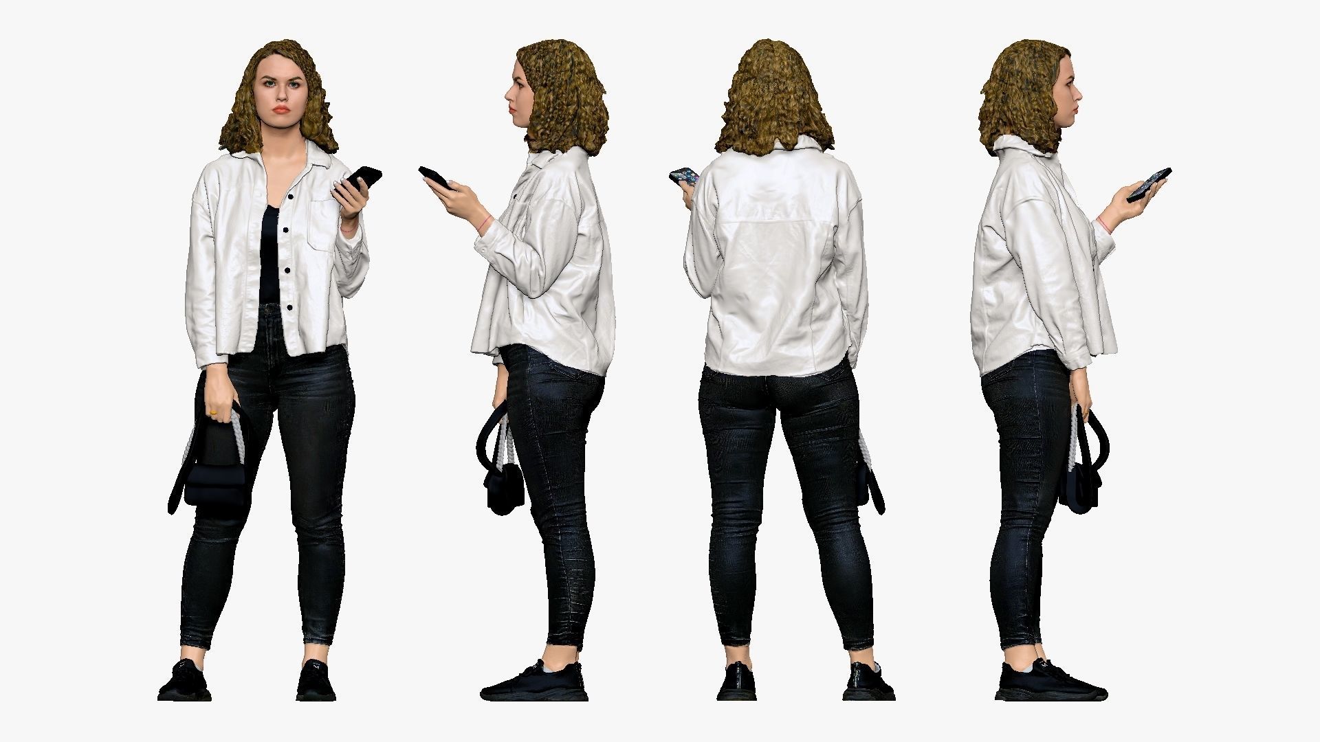 001255 woman in white top red hairs phone in hand 3dp 3D print model_3