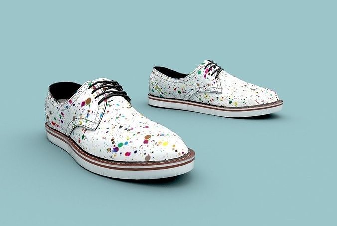 Shoes sneakers with splatter paint Low-poly 3D model