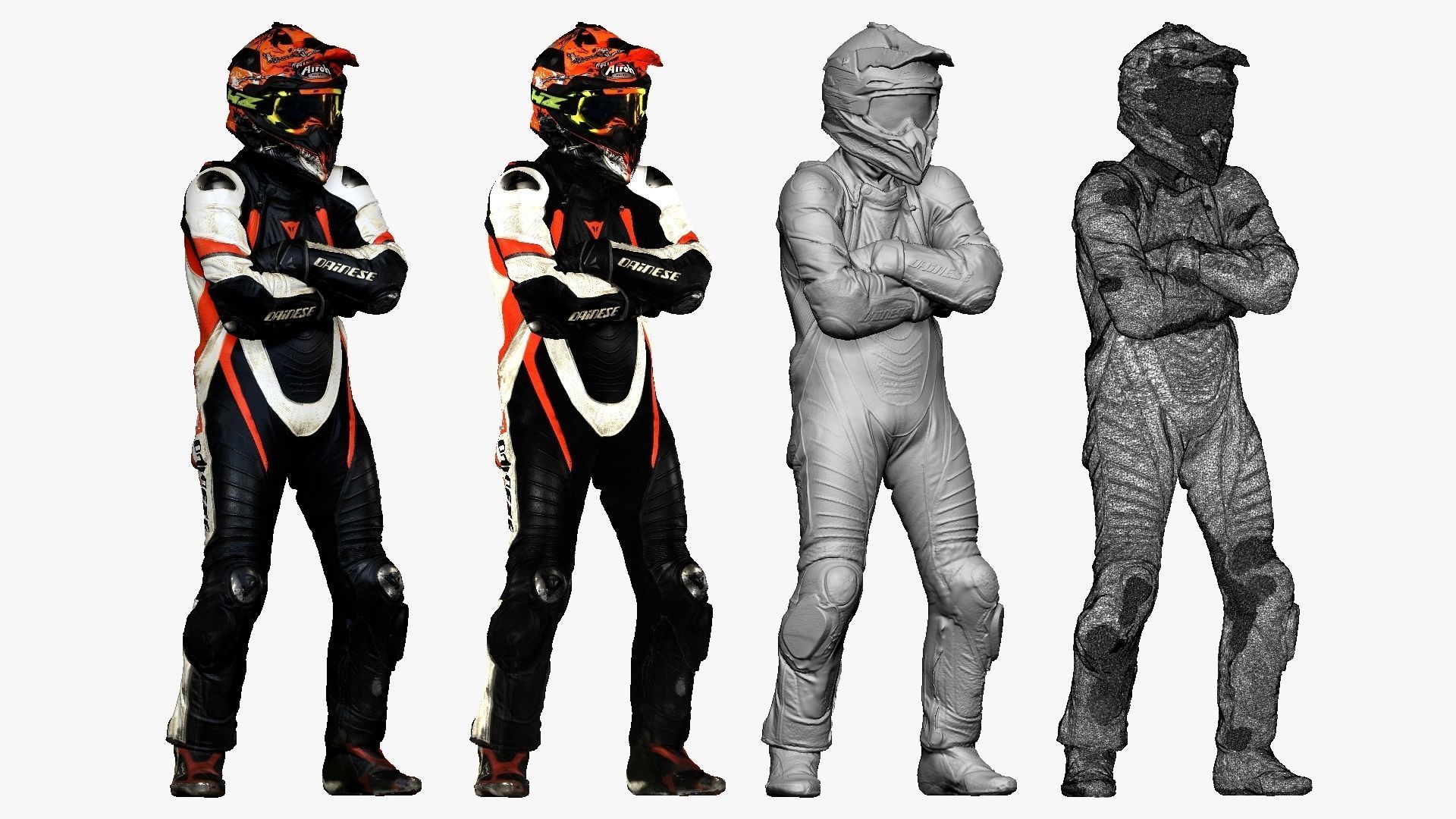 001263 man in black white orange biker suit 3dp 3D print model_1