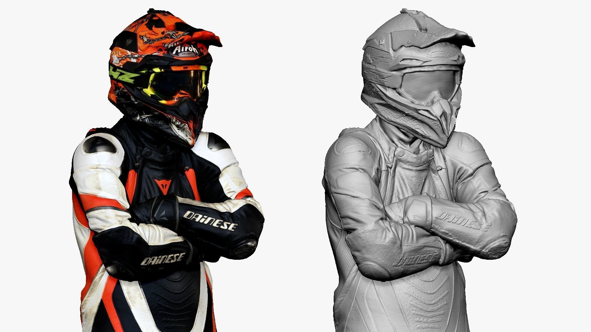 001263 man in black white orange biker suit 3dp 3D print model_5