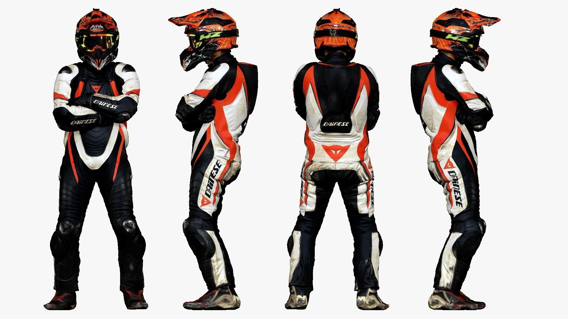001263 man in black white orange biker suit 3dp 3D print model_3