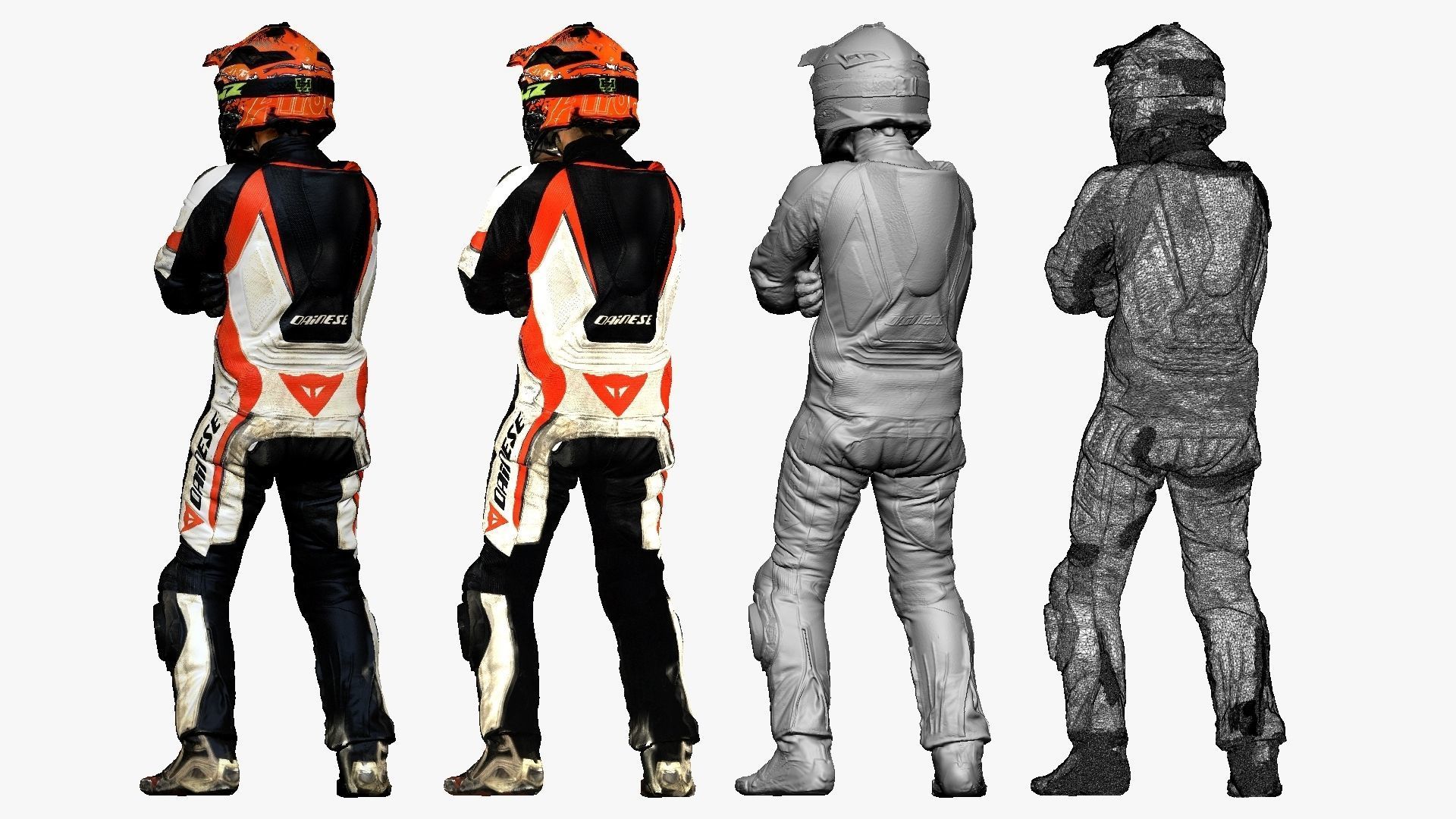 001263 man in black white orange biker suit 3dp 3D print model_2