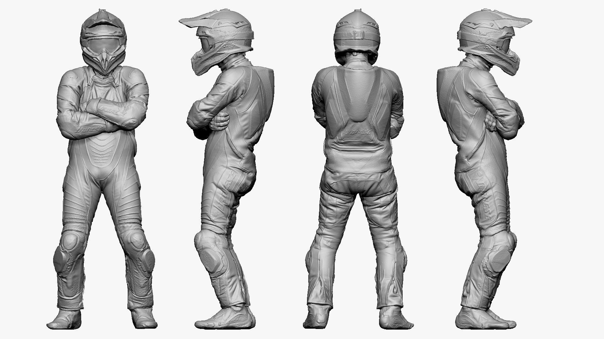 001263 man in black white orange biker suit 3dp 3D print model_4