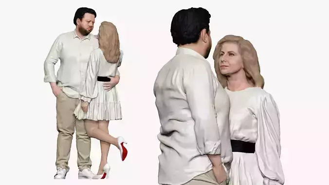 001265 big man in white hug girl in white dress