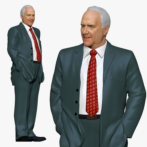 001267 smiling old man in gray suit 3dp 3D print model