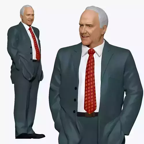 001267 smiling old man in gray suit 3dp 3D print model