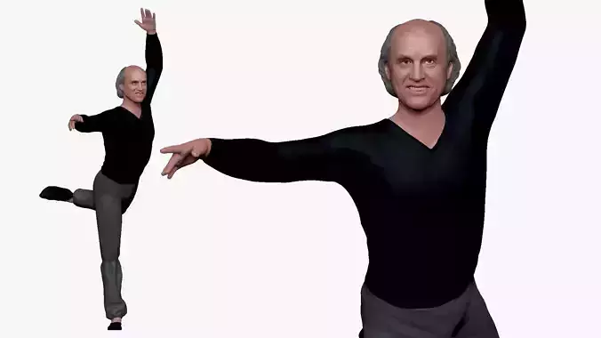 001272 ballet dancer in black top and gray pants