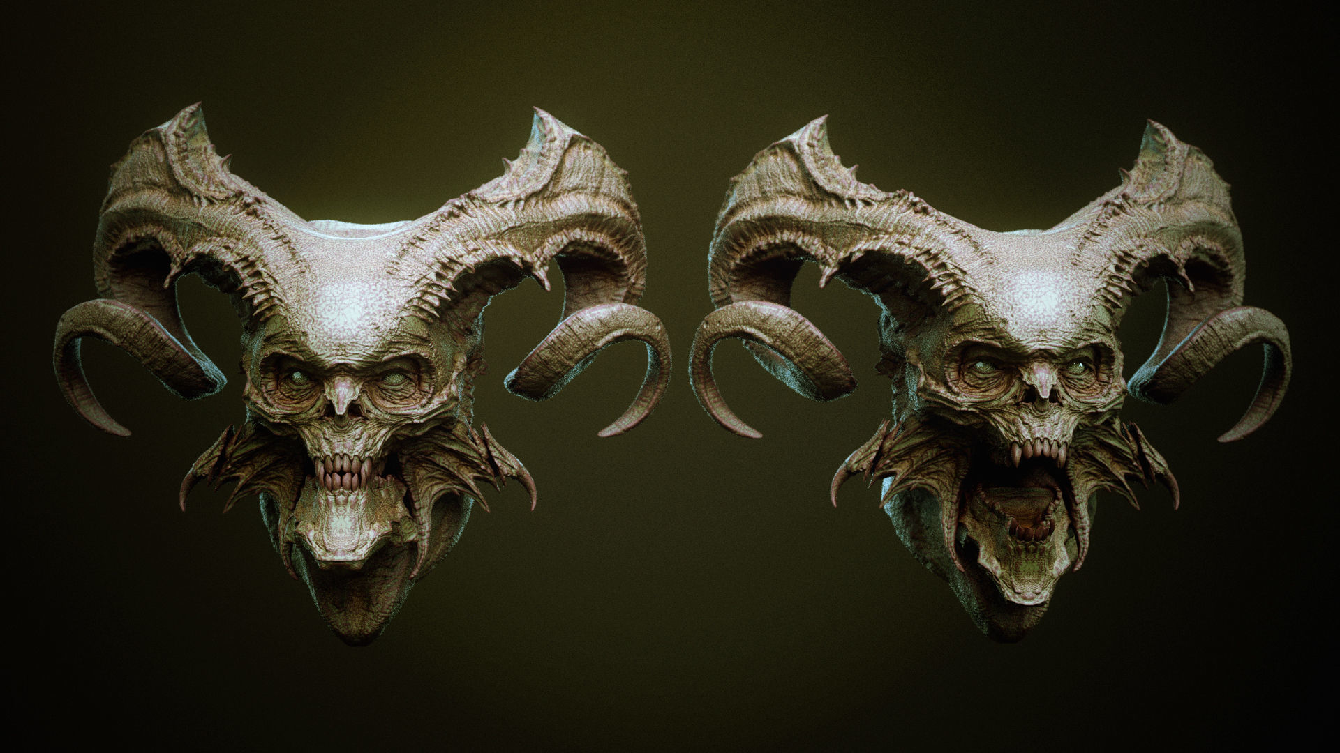 DEMON part one  52 Heads with Blendshapes 3D model_3