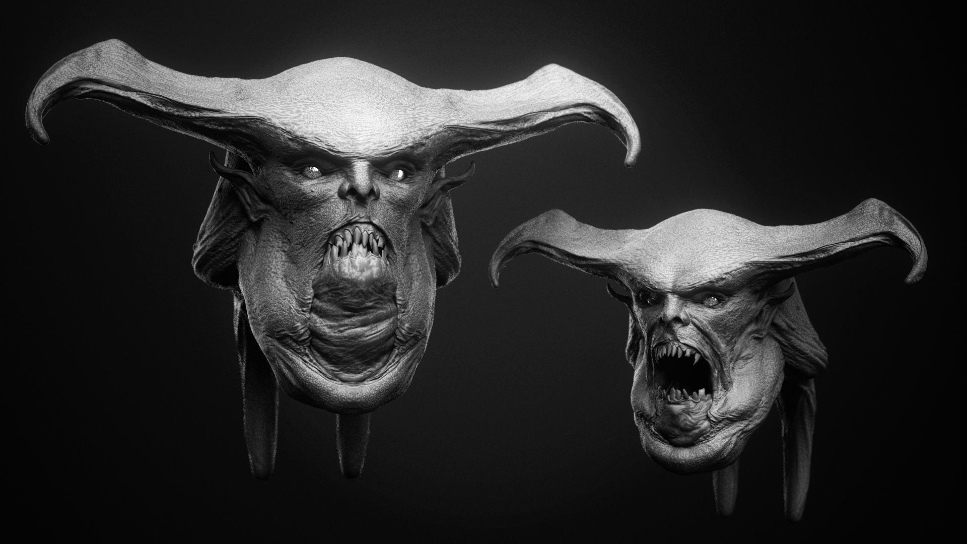 DEMON part one  52 Heads with Blendshapes 3D model_52