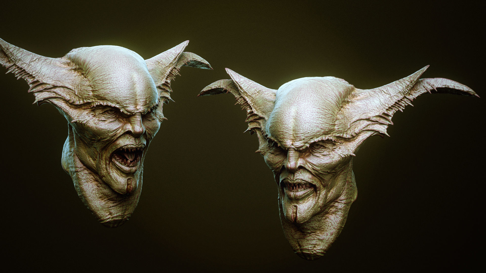 DEMON part one  52 Heads with Blendshapes 3D model_16