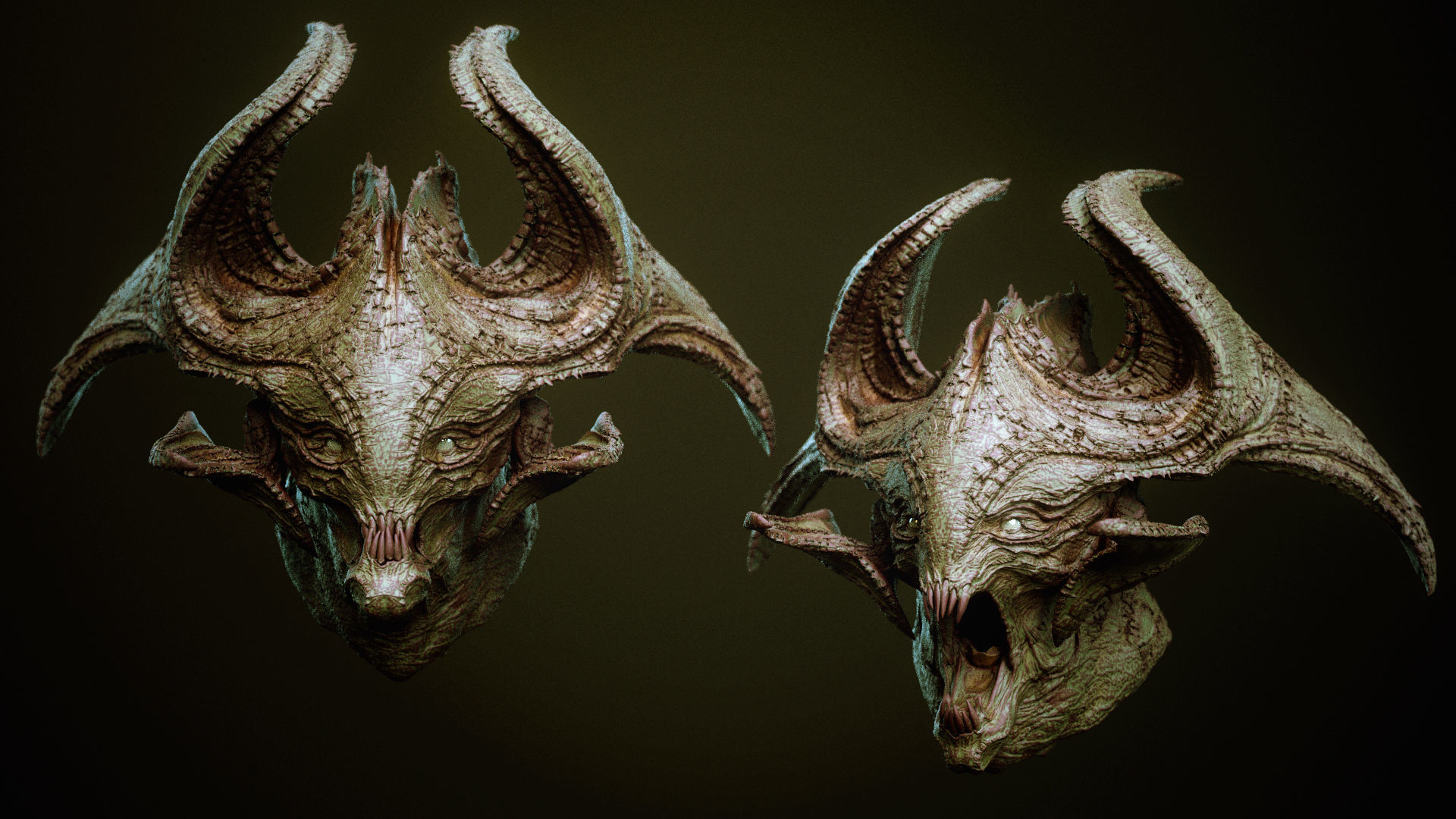 DEMON part one  52 Heads with Blendshapes 3D model_51