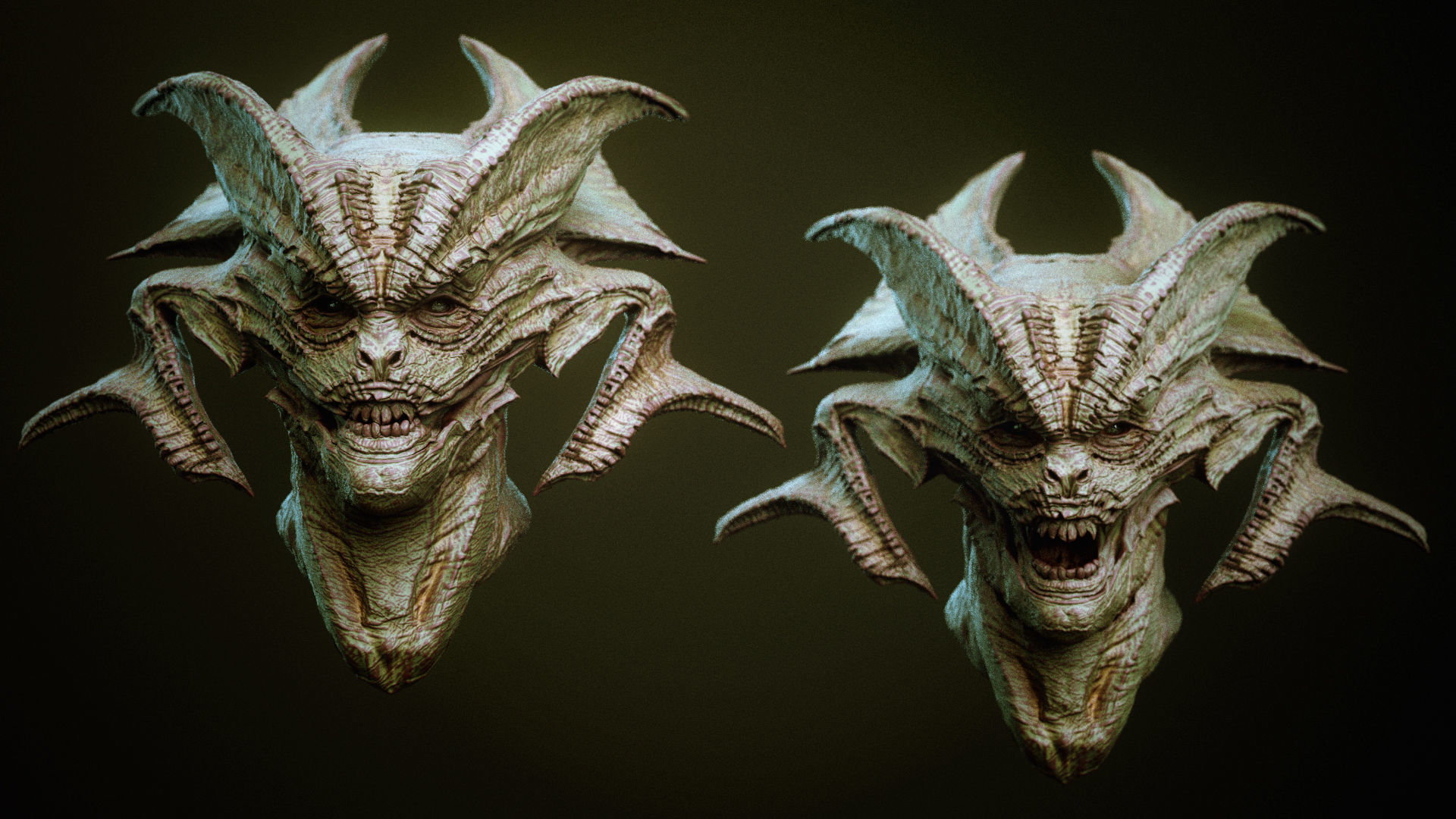 DEMON part one  52 Heads with Blendshapes 3D model_12