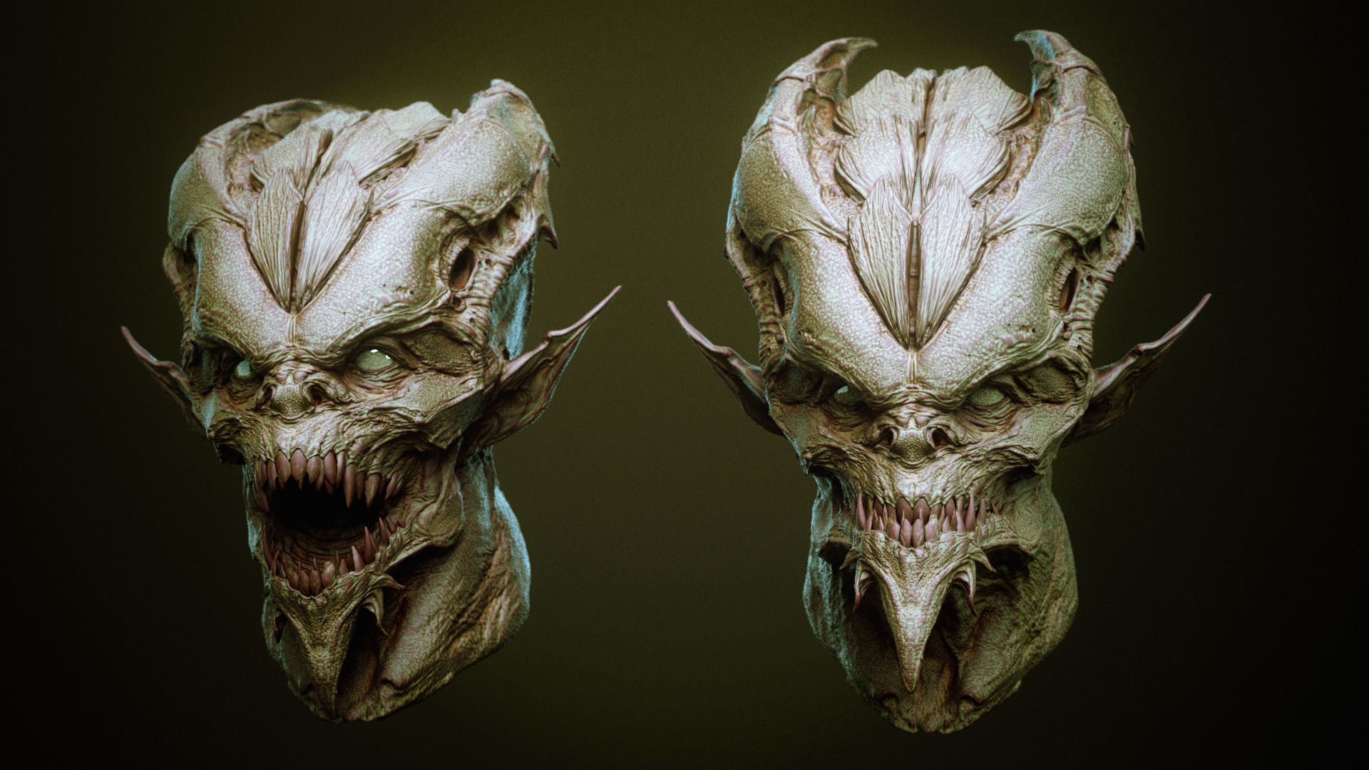 DEMON part one  52 Heads with Blendshapes 3D model_9