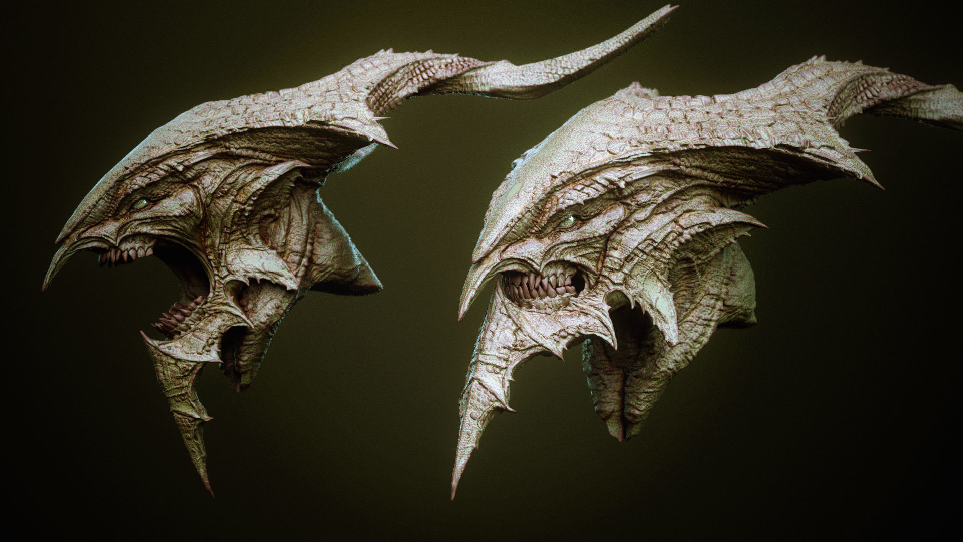 DEMON part one  52 Heads with Blendshapes 3D model_36