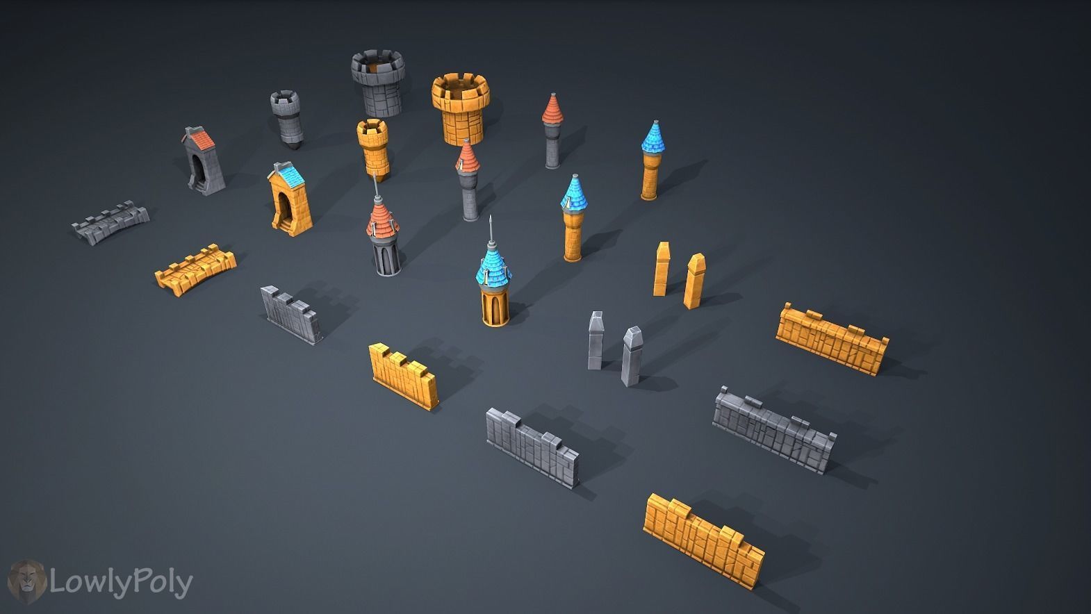 Fantasy Modular Castle Low-poly 3D model_4