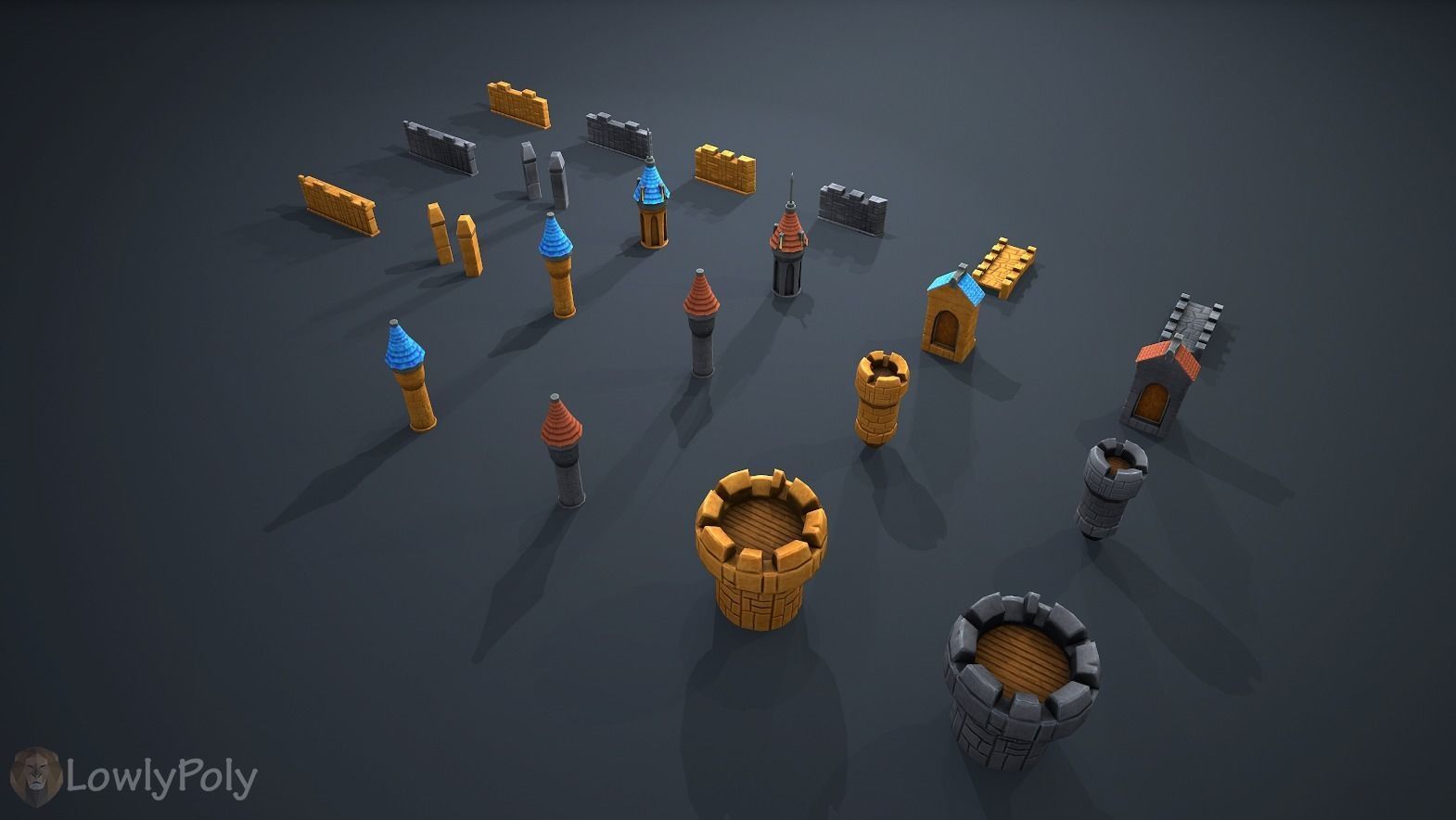 Fantasy Modular Castle Low-poly 3D model_3