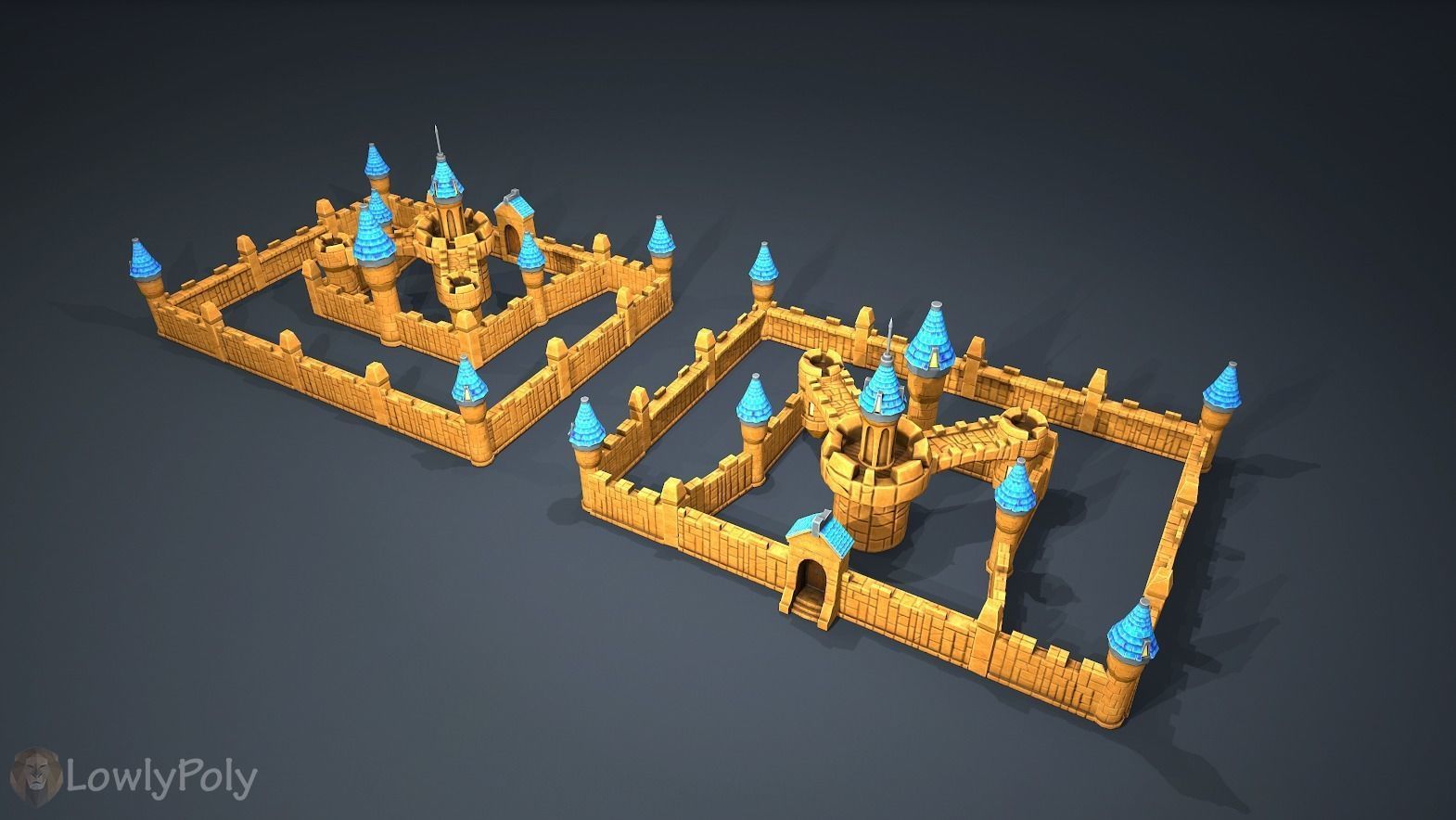 Fantasy Modular Castle Low-poly 3D model_5