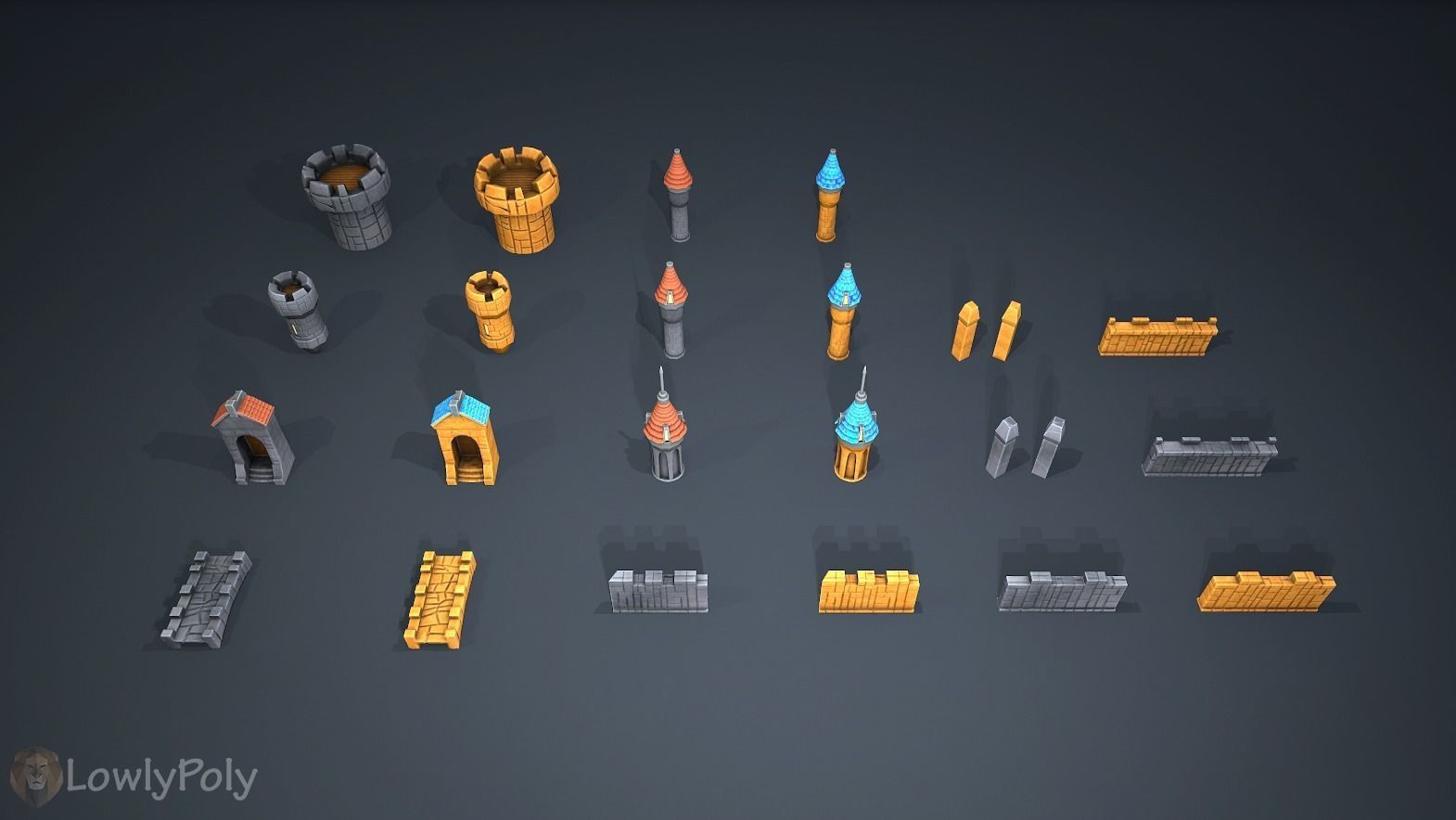 Fantasy Modular Castle Low-poly 3D model_2