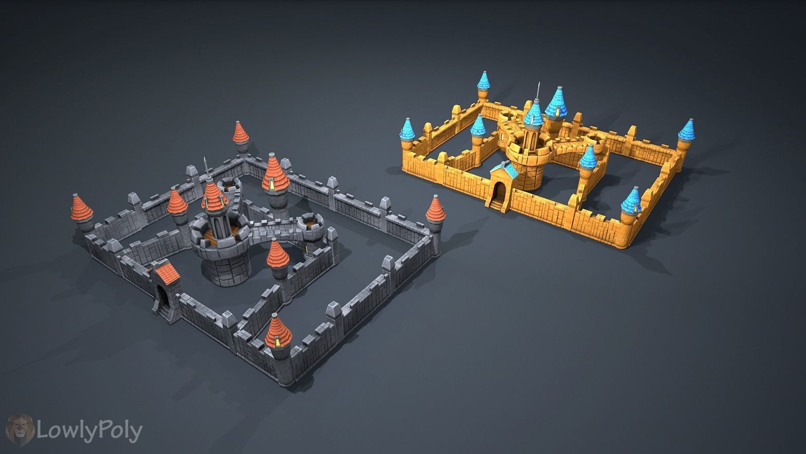 Fantasy Modular Castle Low-poly 3D model_7