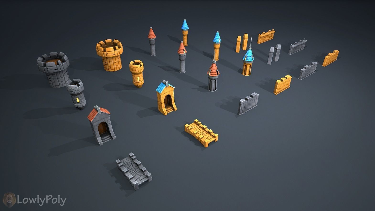 Fantasy Modular Castle Low-poly 3D model_1