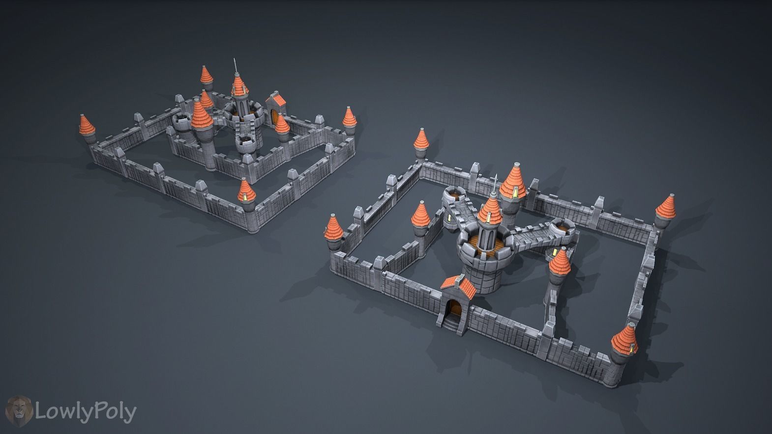 Fantasy Modular Castle Low-poly 3D model_6