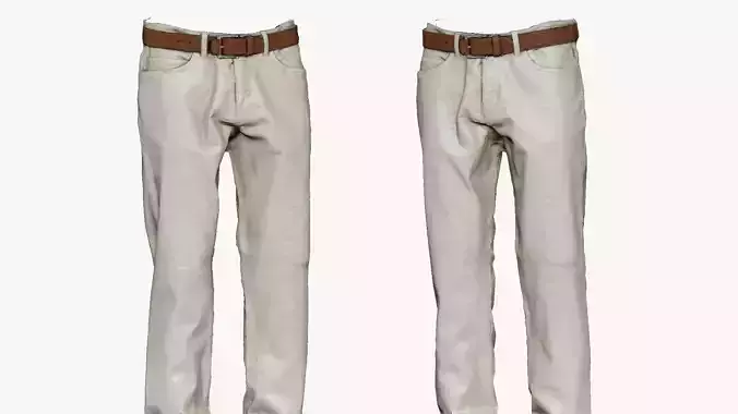 001286 white jeans Low-poly 3D model