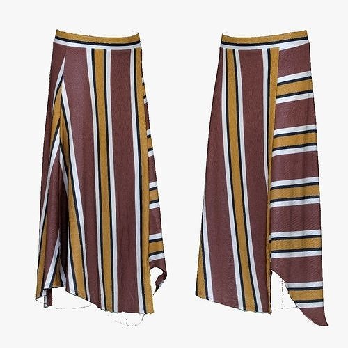 001287 lined skirt rotbrown yellow white and black Low-poly 3D model
