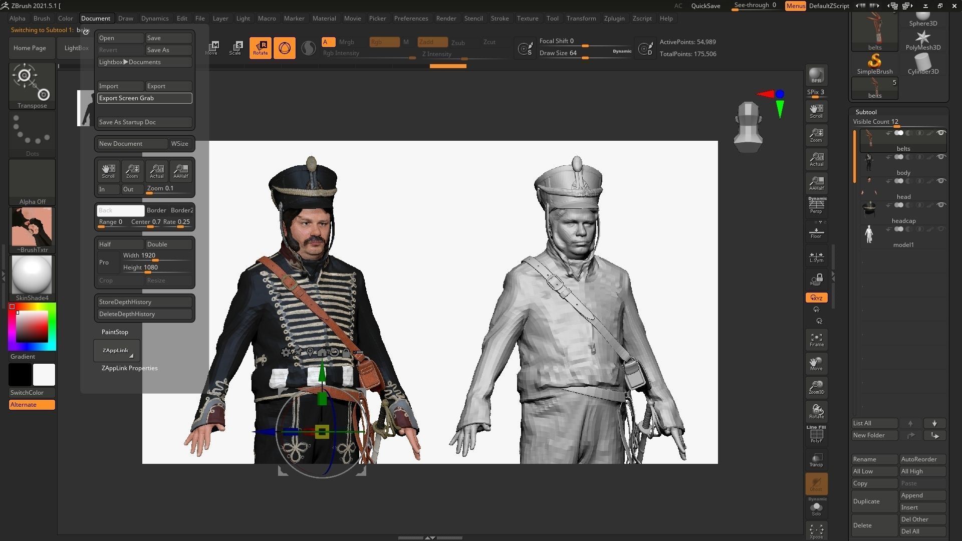 001288 man from the tv show in black old uniform low poly Low-poly 3D model_5