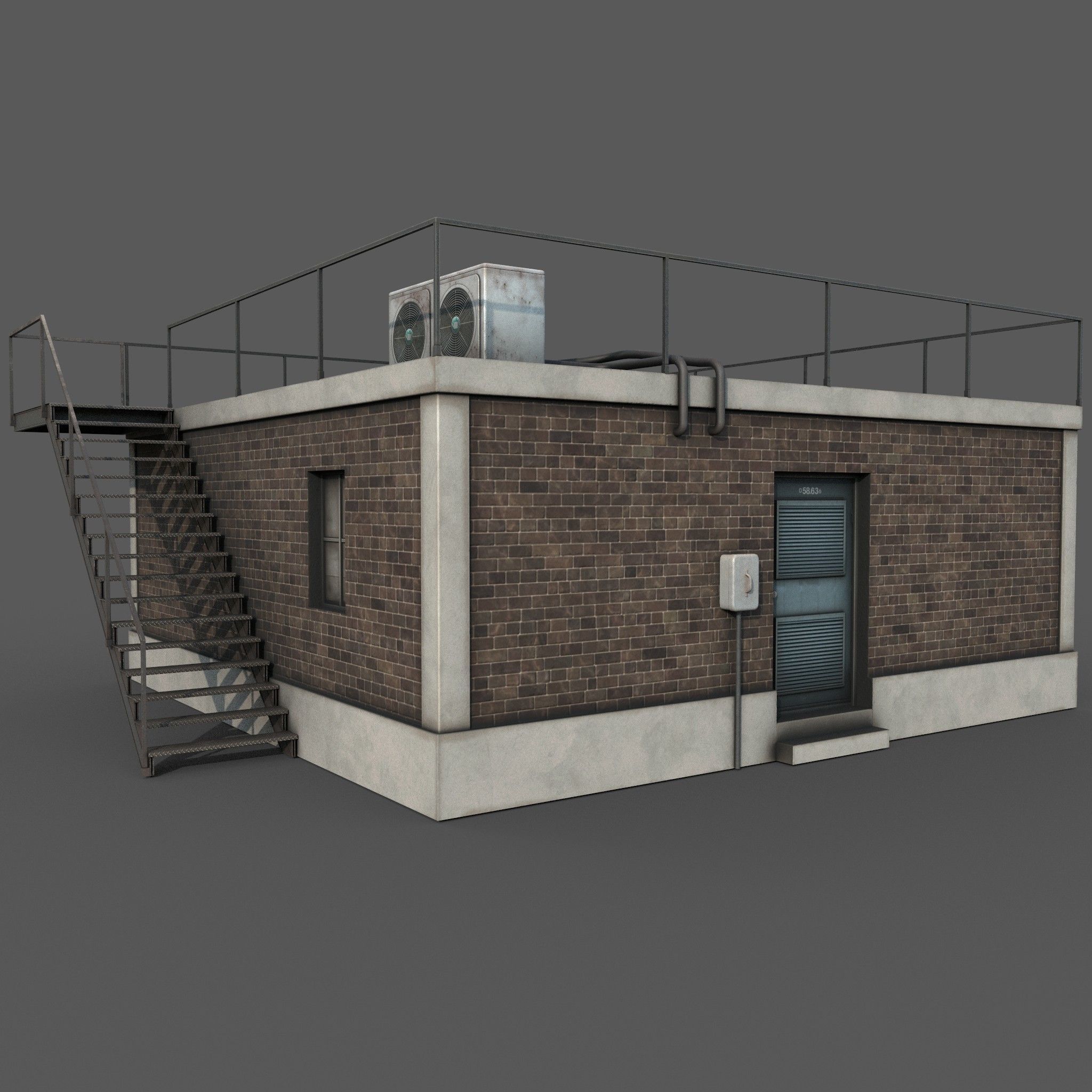 Industrial Building Low Poly Low-poly 3D model_7