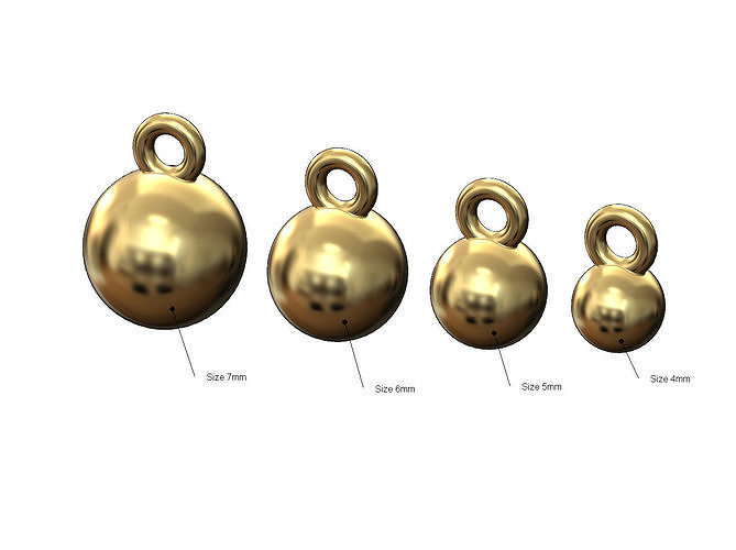 Bead with hoop charm miniset 3D print model