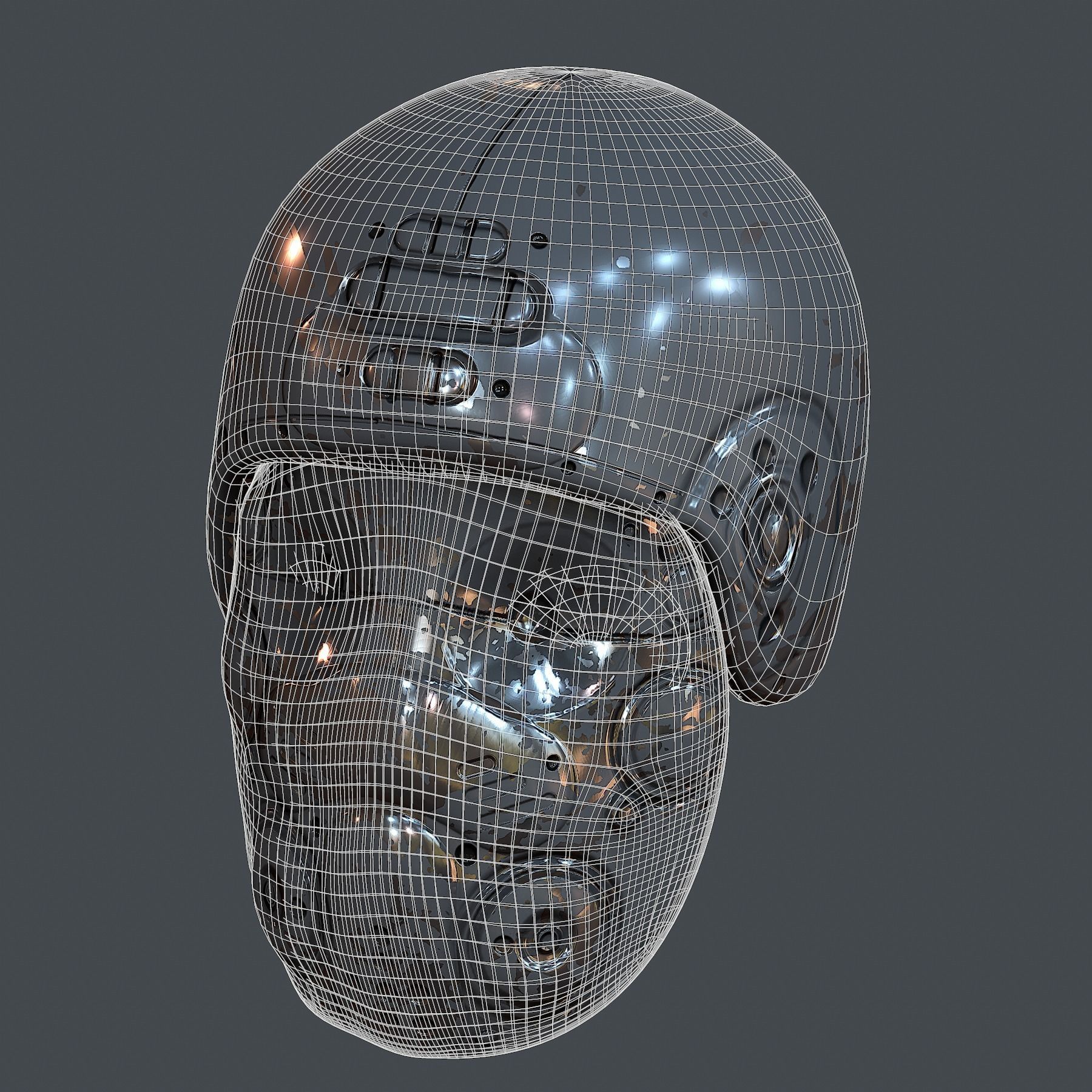 Gas mask helmet 3d model scifi Low-poly Low-poly 3D model_6