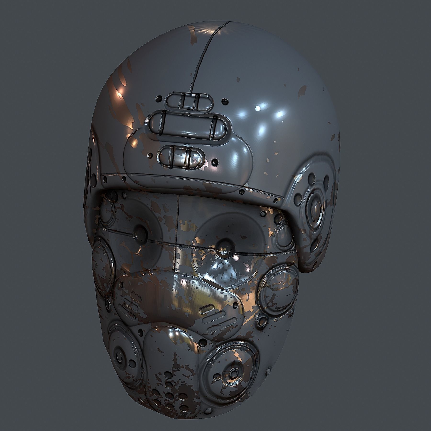 Gas mask helmet 3d model scifi Low-poly Low-poly 3D model_2