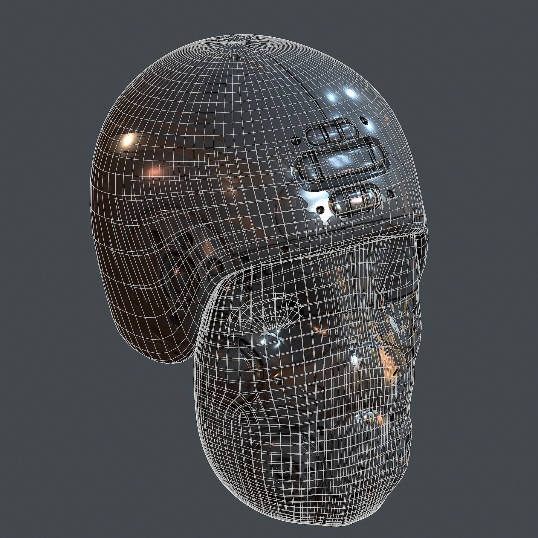 Gas mask helmet 3d model scifi Low-poly Low-poly 3D model_5