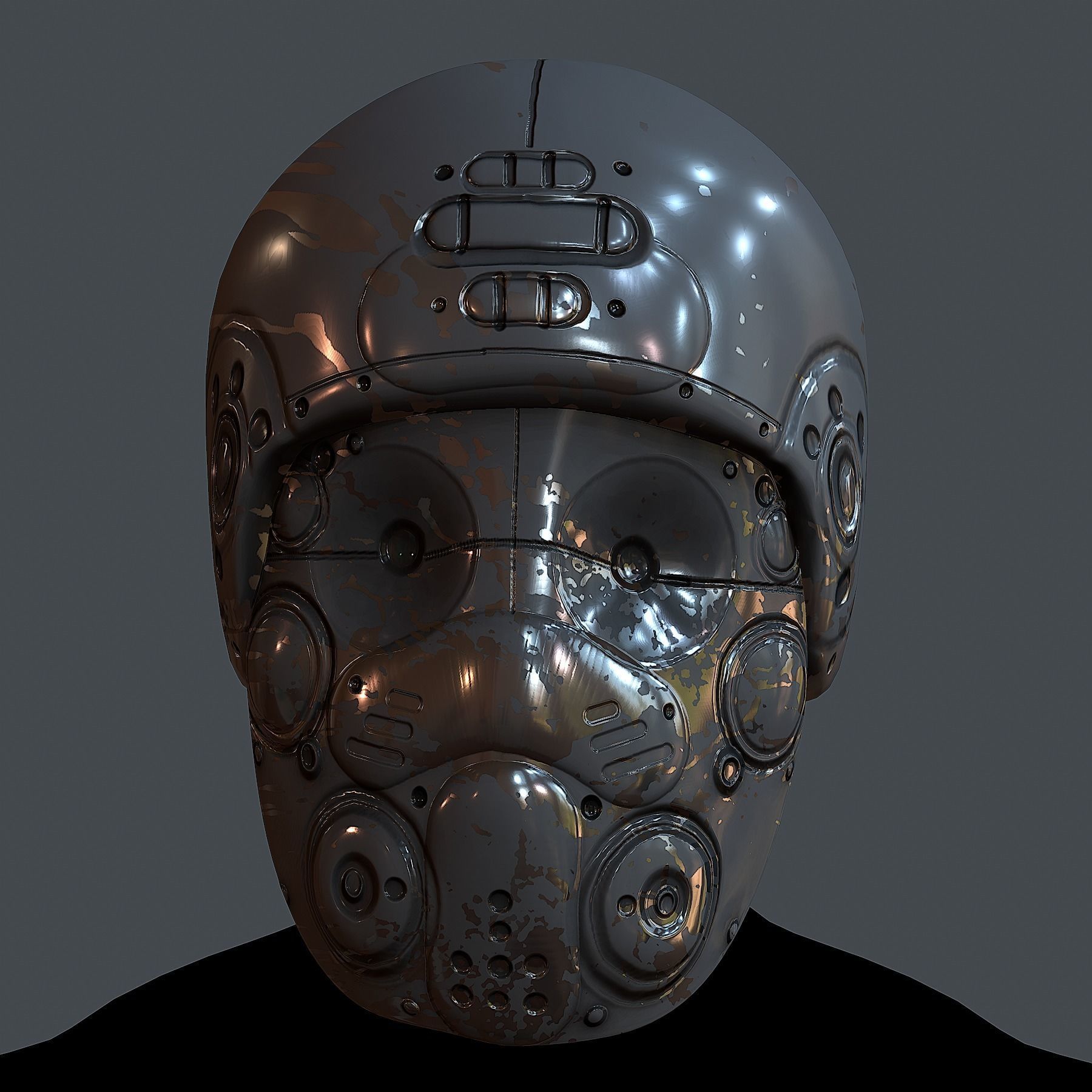 Gas mask helmet 3d model scifi Low-poly Low-poly 3D model_1