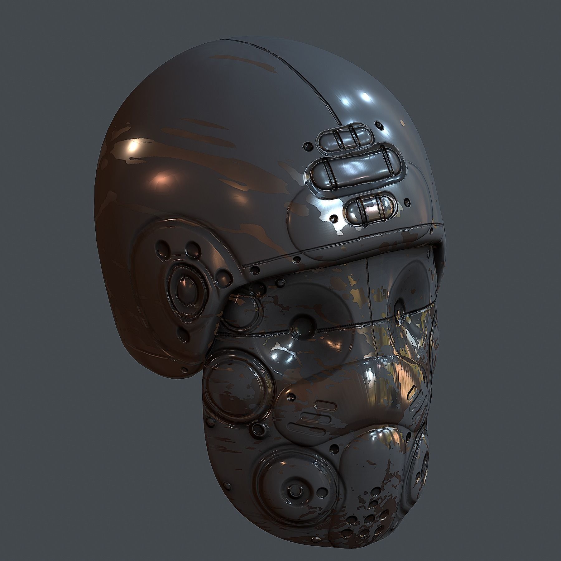 Gas mask helmet 3d model scifi Low-poly Low-poly 3D model_4