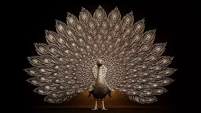Peacock 3D Model  Realistic Bird Sculpture STL