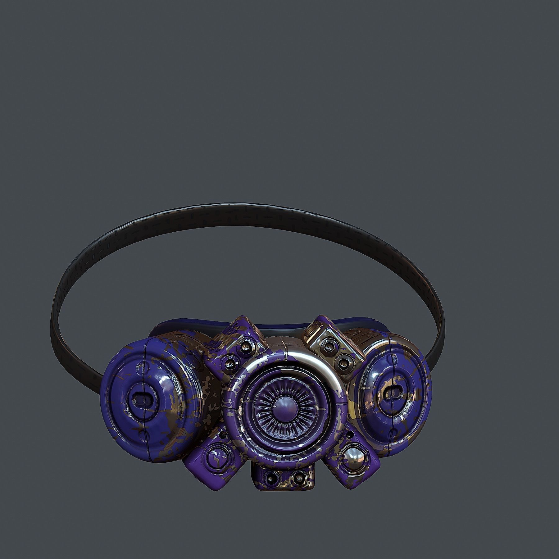 Gas mask helmet 3d model scifi Low-poly Low-poly 3D model_4