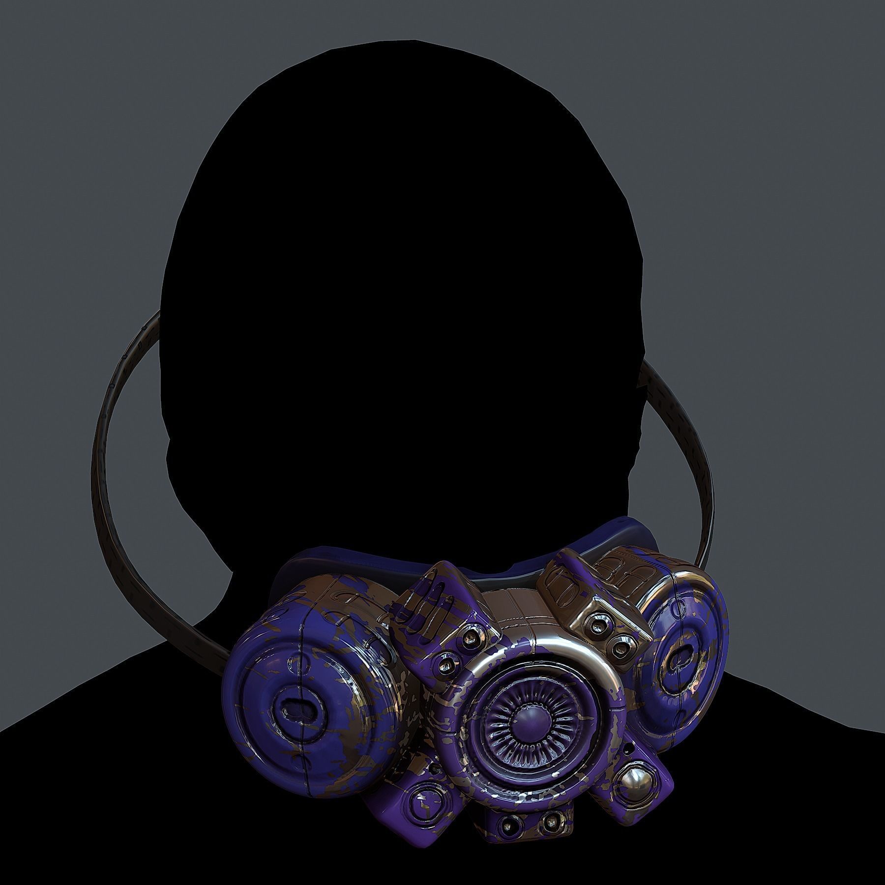 Gas mask helmet 3d model scifi Low-poly Low-poly 3D model_1