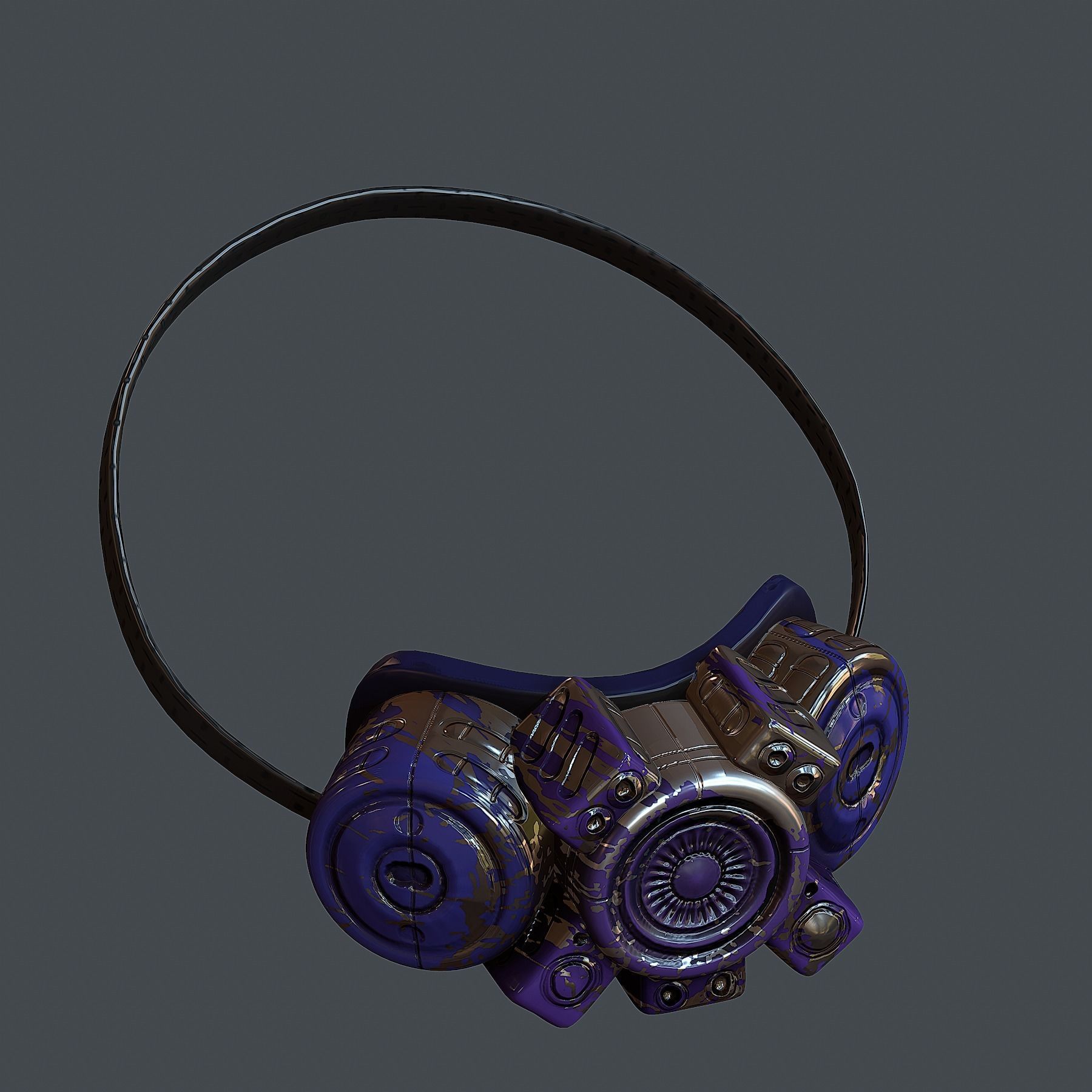 Gas mask helmet 3d model scifi Low-poly Low-poly 3D model_2