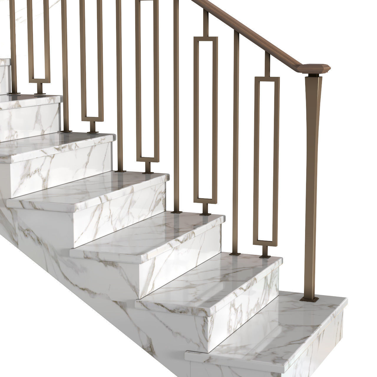 Modern interior stair art deco 3D model_4