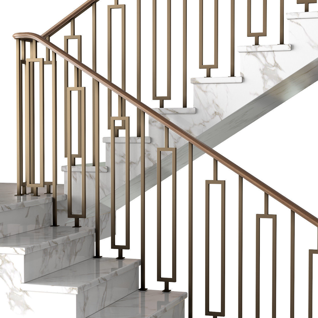 Modern interior stair art deco 3D model_2