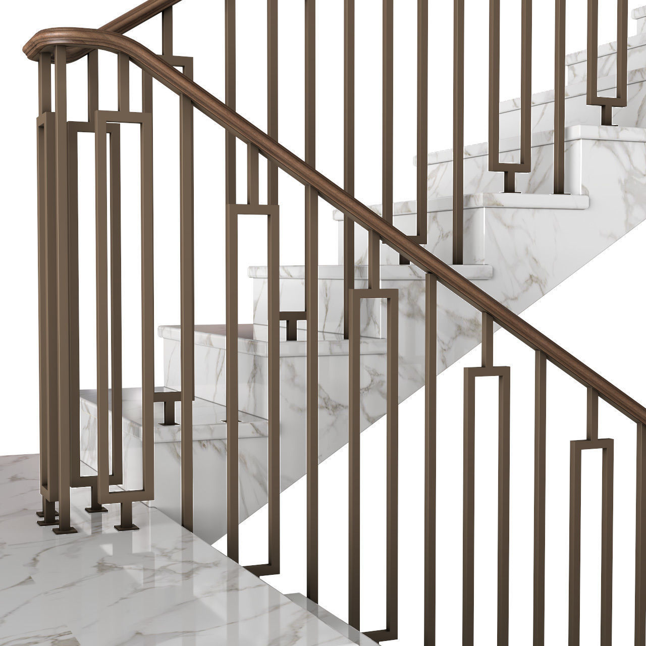 Modern interior stair art deco 3D model_1
