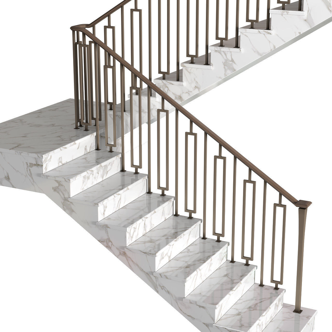 Modern interior stair art deco 3D model_3