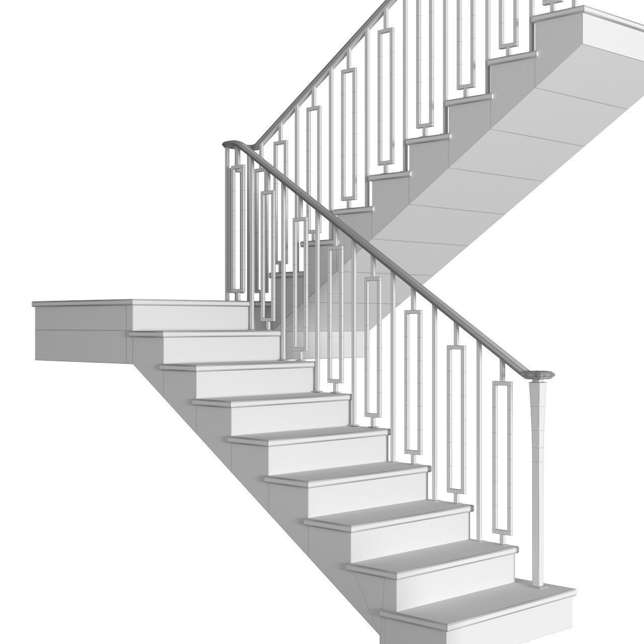 Modern interior stair art deco 3D model_5