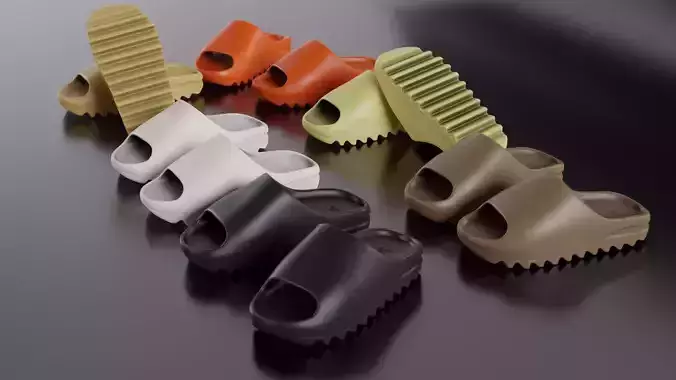 Adidas Yeezy sliders shoe Low-poly 3D model