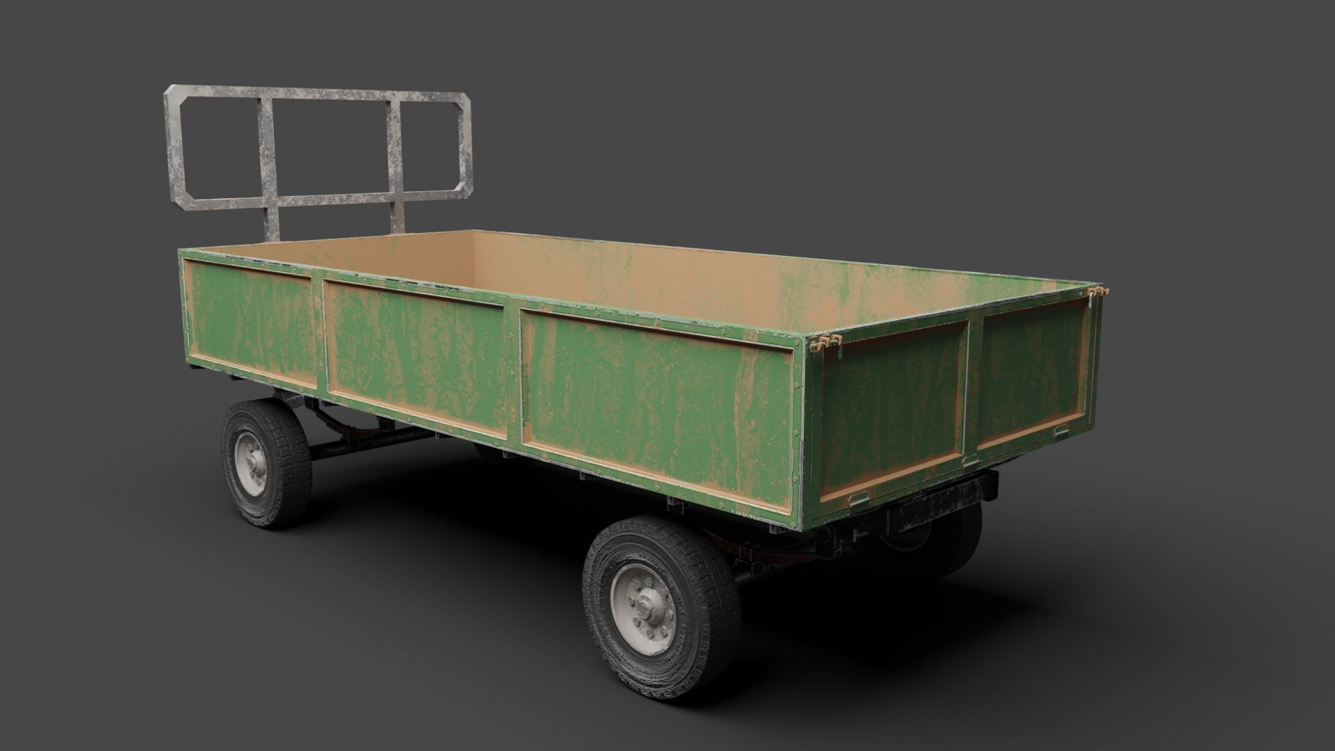 Dusty Agricultural Trailer Low-poly 3D model_2