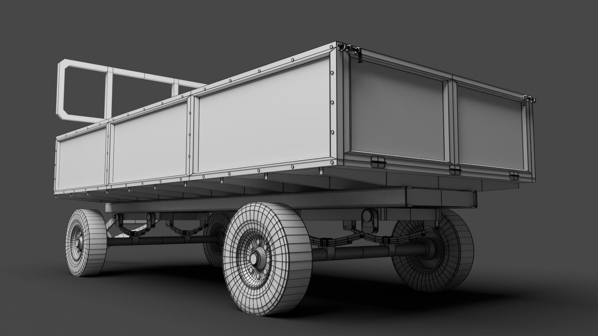 Dusty Agricultural Trailer Low-poly 3D model_9