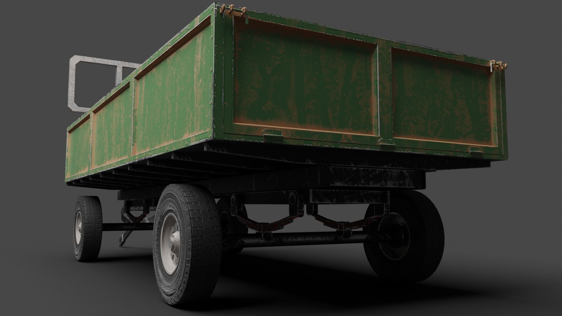 Dusty Agricultural Trailer Low-poly 3D model_4