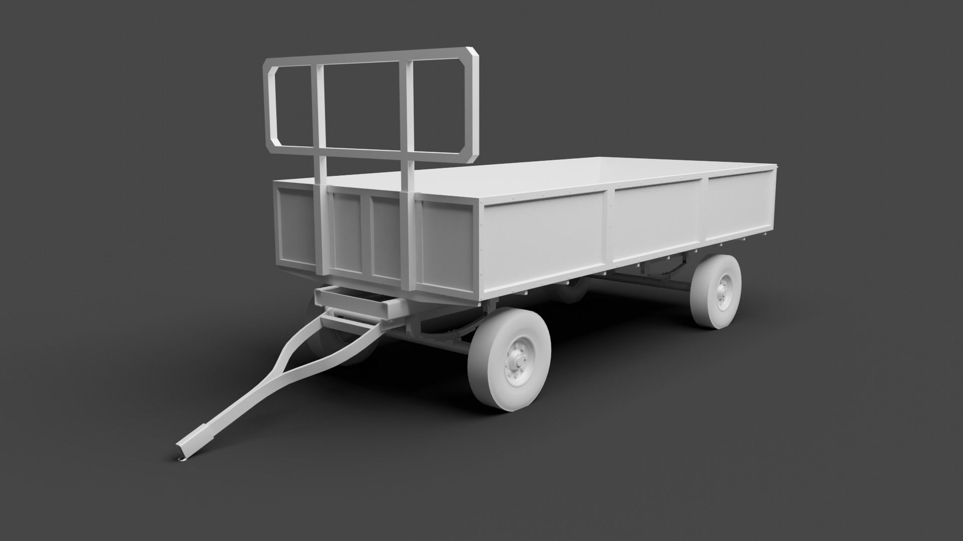 Dusty Agricultural Trailer Low-poly 3D model_6