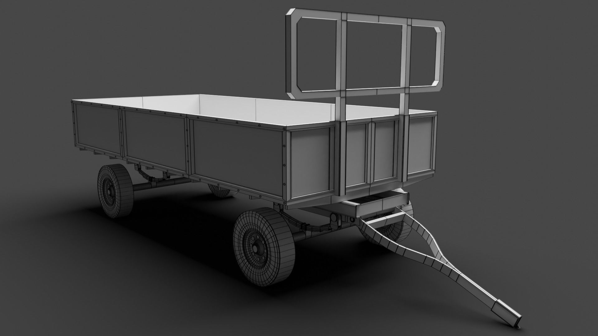 Dusty Agricultural Trailer Low-poly 3D model_8